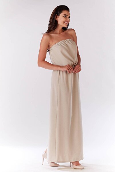 Awama Dress M135 - Beige - S