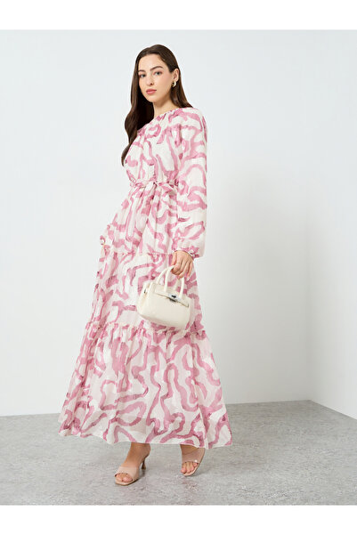 Take Two By Styli Women Graphic Printed Balloon Sleeve Maxi Dress