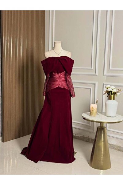 vanus fashion 6760-A burgundy velvet dress with a luxurious and eye-catching ...