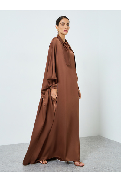 Take Two By Styli Women Brown Batwing Sleeve A-Line Jalabiya