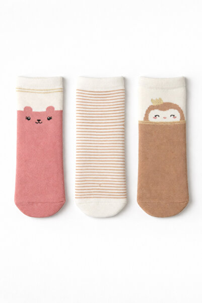 SOLDE SOCKS مجموعة من 3 جوارب قطنية للأطفال - نقوش لطيفة وخطوط، ناعمة، عالية ...