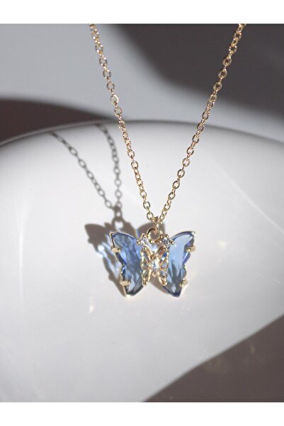 Reorah Collection Blue Zircon Stone Butterfly Necklace