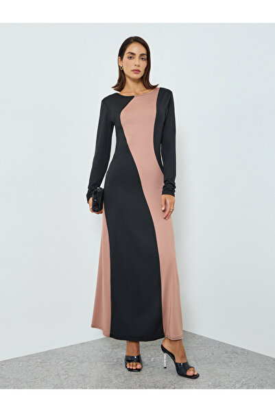 Take Two By Styli Women Color Block Bodycon Maxi Dress