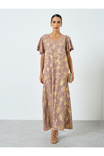 Take Two By Styli Women Floral Printed Short Sleeve Jalabiya