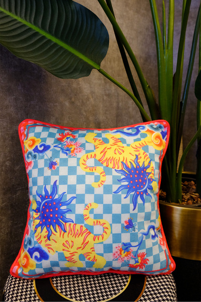 DEKOMOD 1 قطعة غطاء وسادة مزخرف رقمي مطبوع مزخرف بنمط ملون على الوجهين مقاس 4...