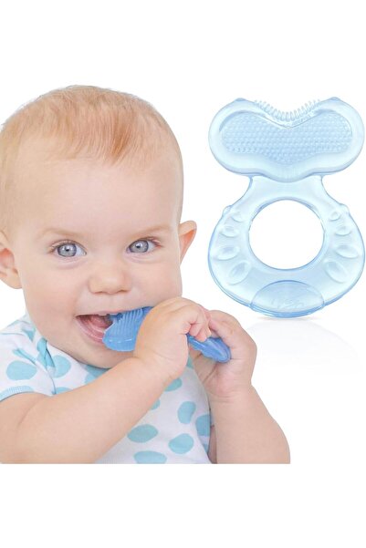 Nuby Silicone Teethe-eez Teether with Bristles, Includes Hygienic Case, Blue