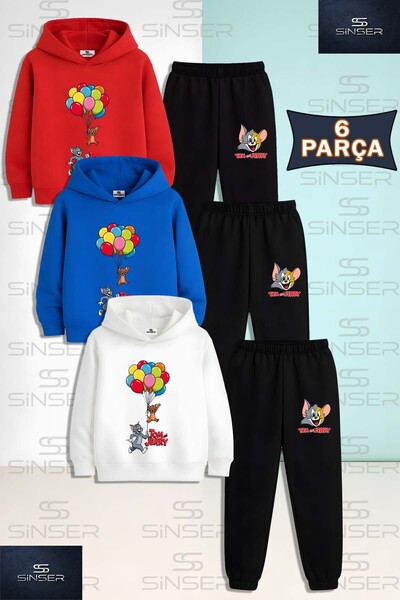 SS SİNSER Set de trening unisex pentru copii, cu hanorac și pantaloni, 3 pies...