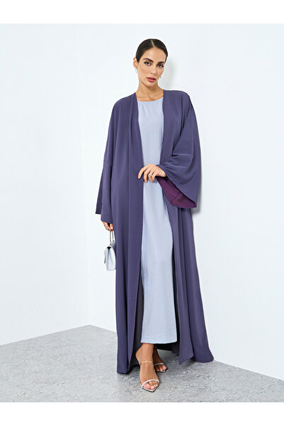 Take Two By Styli Women Purple Solid Long Sleeve Abaya