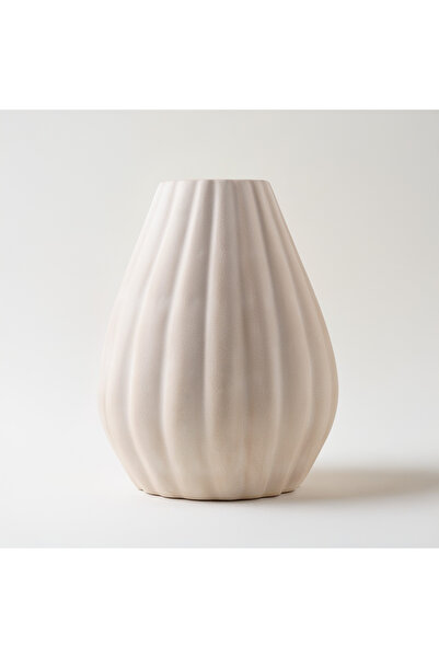 homez Clay Stone Vase 27*27*33Cm, Offwhite