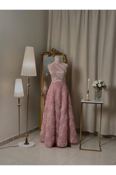 vanus fashion 6426-فستان وردي ناعم بتصميم يخطف القلوب