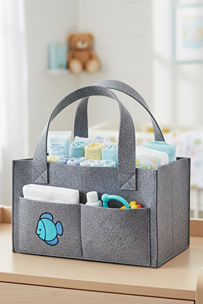 Bestchoice Figürlü Keçe Anne Bebek Bakım Çantası Yenidoğan İçin Organizer Taş...