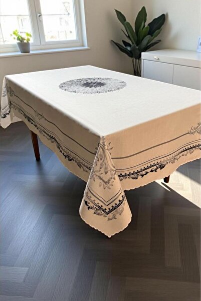 Çeyiz Diyarı Lotus Seamless Tablecloth 150X300 cm Gray