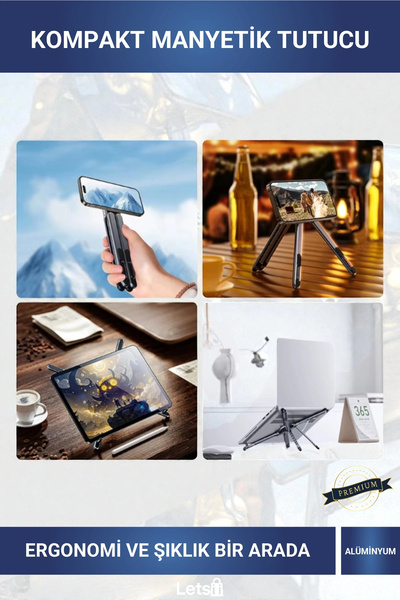 Letsii 180 °   حامل مريح قابل للدوران من الألومنيوم المغناطيسي للهواتف والأجه...