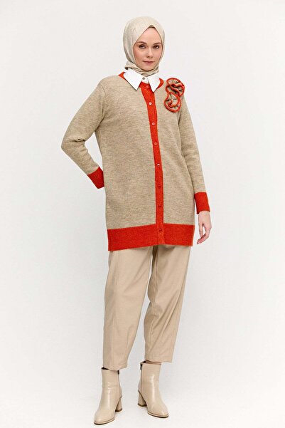 Setrms Çiçek Aplikeli Düğmeli Triko Hırka