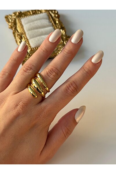 Charmist 14K Çelik Üzeri Altın Kaplama Ayarlanabilir Basic Yüzük