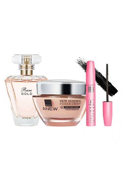 AVON Rare Gold Perfume Set, 50ml+ANEW Skin Renewal Power Cream+Legendary Masc...