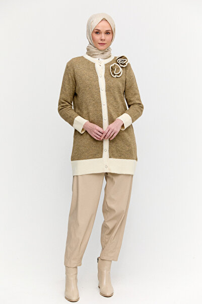 Setrms Çiçek Aplikeli Düğmeli Triko Hırka