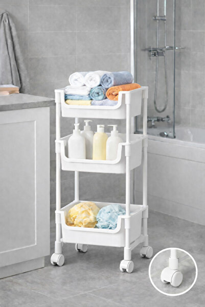 Mim Life رف منظم بثلاث طبقات مع عجلات، سلة تنظيم عصرية للمخزن، رف للمطبخ، خزا...