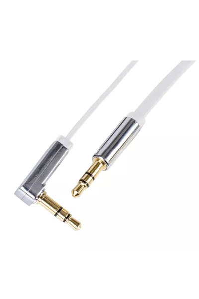 OEM Auxiliary audio cable 1m JACK 3.5 mm male-male 90 degrees white Emos