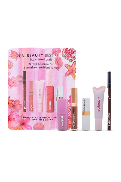 real beauty طقم الأفضل مبيعا للشفاة والخدود من ريل بيوتي 5 قطع