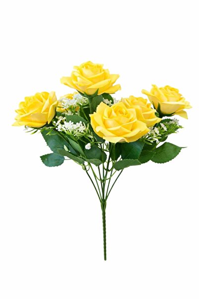 OEM Special artificial bouquet with 7 velvety deep yellow roses 30 cm