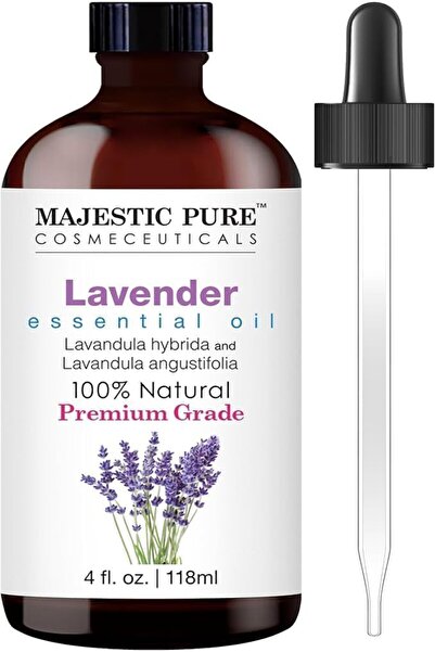 Majestic Pure زيت اللافندر العطري - عبوة كبيرة 118 مل مع قطارة زجاجية | لافند...