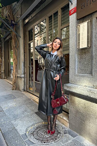 Leina Deri Görünümlü Reglan Kol Trençkot