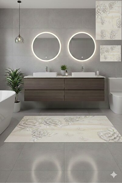 her evemağaza Printed 60X90-60X40Cm Non-Slip Base Washable Bath Mat