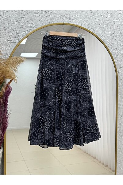 BENAHOLL Umay Chiffon Skirt with Corsage-Bn4595 Black
