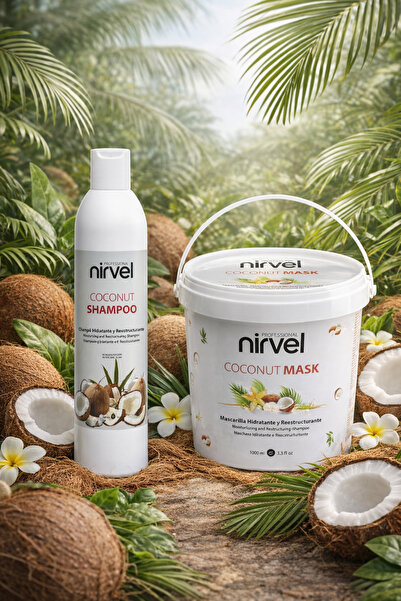 NİRVEL Pachet hidratare și restructurare – Șampon 500 ml & Mască 1000 ml Cocos