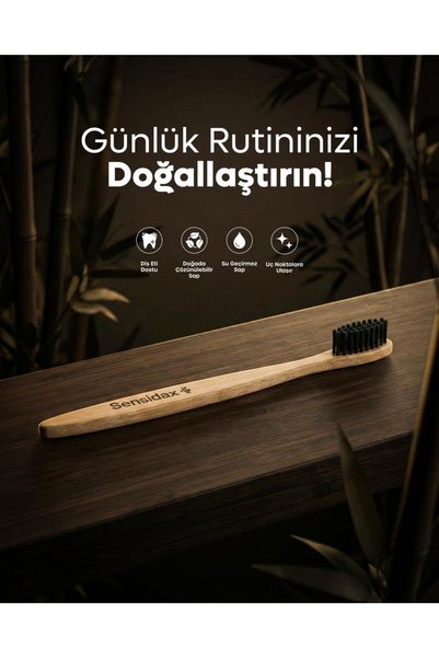 SENSİDAX Natural Bamboo Toothbrush -1+1 Piece- Medium Hard (Medium)