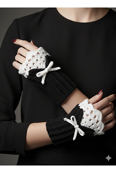 İLKCET MODA قفازات محبوكة بدون أصابع على طراز فيكتوريا