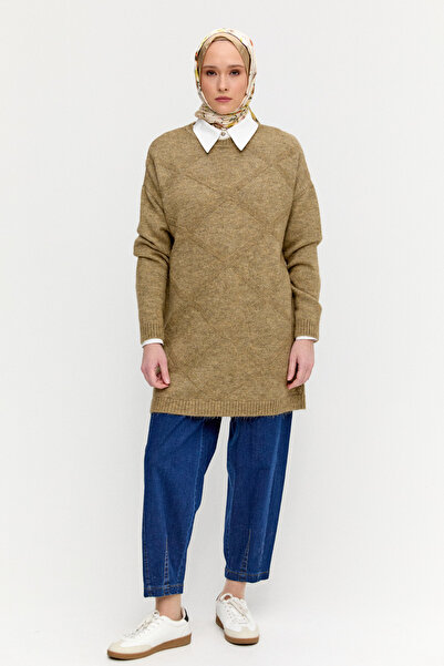 Setrms Sim Detaylı Baklava Desenli Triko Tunik