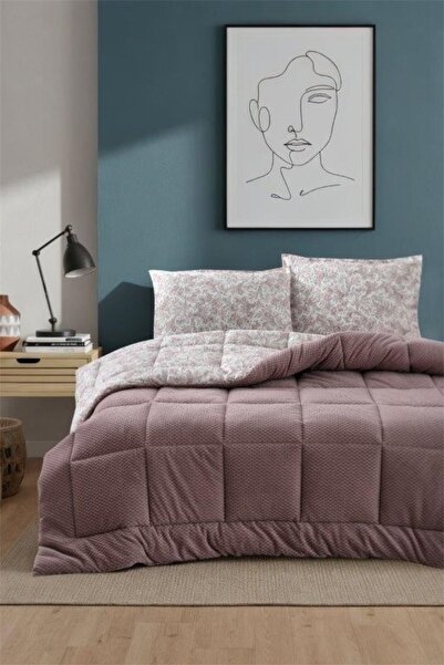 Bayev Comforter Dusty Rose Single Sleeping Set Reversible - Quilt+Fitted Shee...