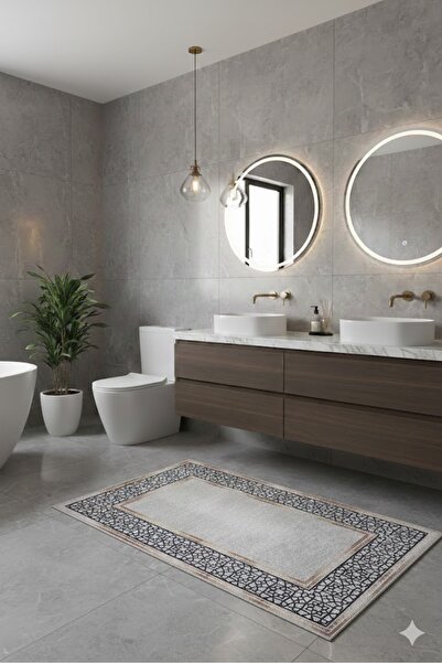 her evemağaza Printed 60X90-60X40Cm Non-Slip Base Washable Bath Mat