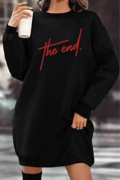 Pink Sky Unisex Printed Crew Neck Sweatshirt Dress