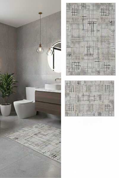 her evemağaza Printed 60X90-60X40Cm Non-Slip Base Washable Bath Mat