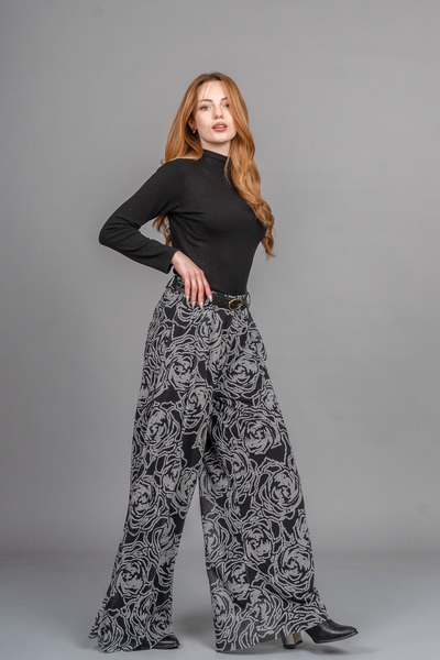 MissVina Women's High Waist Lined Tulle Palazzo Pants – Elastic Waist Wide Le...