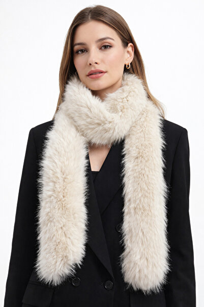 Luna MANGO KUMAŞ UZUN BOY BEJ BOYUNLUK - SUNİ KÜRK ATKI