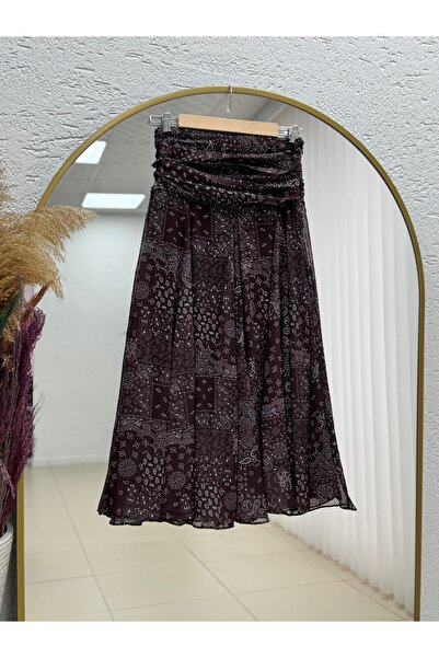 BENAHOLL Umay Chiffon Skirt with Corsage-Bn4595 Brown