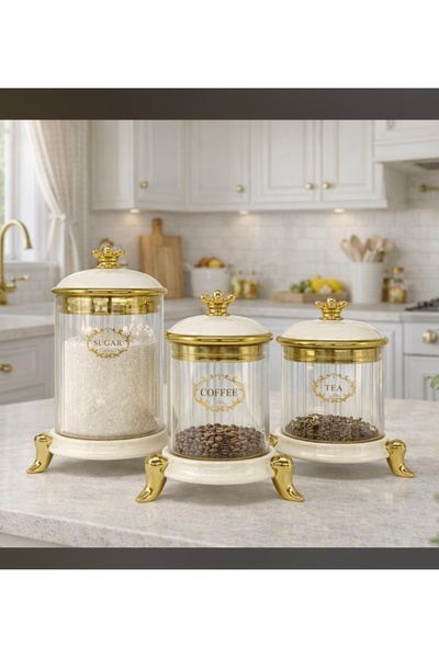 AROW Çırağan Home Nisara 3 Ayaklı Luxury 3'lü Kavanoz Seti