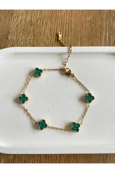 Sernura Aksesuar Yeşil Mini Van Cleef Çelik Bileklik