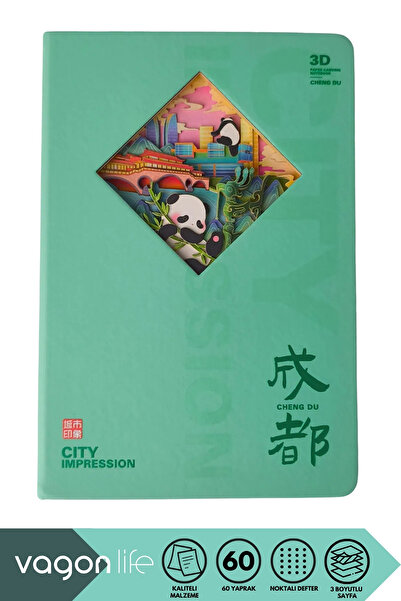 Vagonlife New Collection Panda 3D Layered Illustration Art Design Dotted Note...