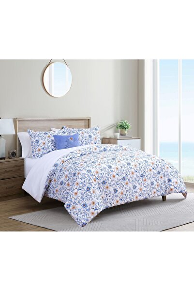 Orange Bed & Bath COMFORTER SET BLUE WATERCOLOR FLORAL| طقم لحاف مزدوج 5 قطع