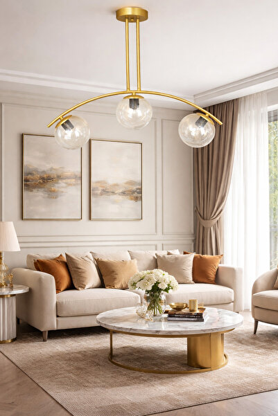 HubRom FRALDE 3472-03-02-FG Χρυσός πολυέλαιος 75x72 εκ. 3xE27 Μέγ. 60W