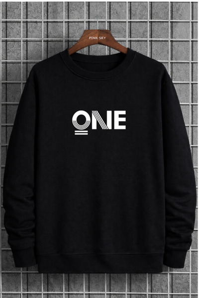 Pink Sky Unisex Printed Crew Neck Sweatshirt Oversized Cotton Daily Comfortable