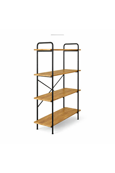 Kiwari Quad shelf, 4 shelves, 112×34×80 cm, MDF and Metal, Modern Industrial ...