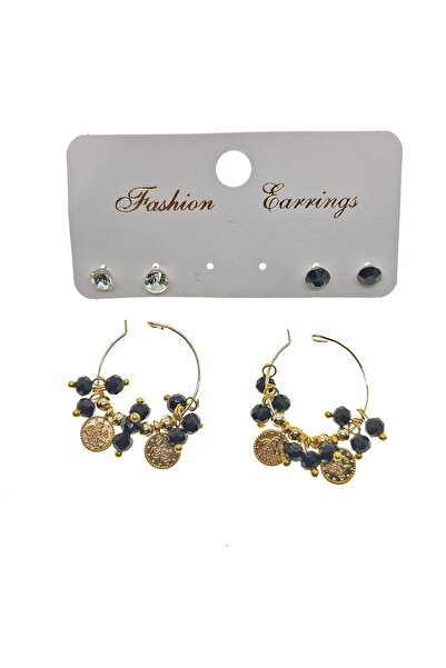 NKIE JEWELS Gold Color Black Beads Stylish Dangle Handcrafted Combination Ear...