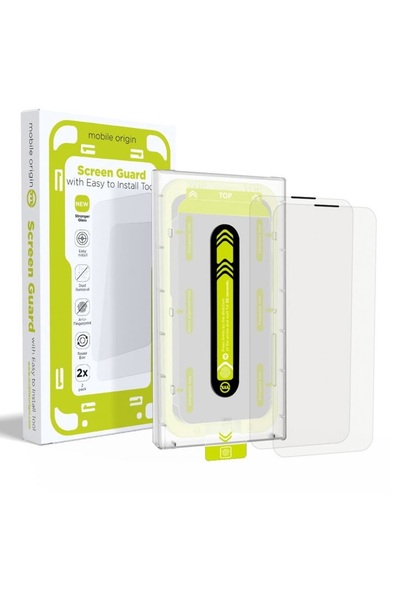 Mobile Origin iPhone 16 Plus Tempered Glass Screen Guard Set with Easy Mount ...