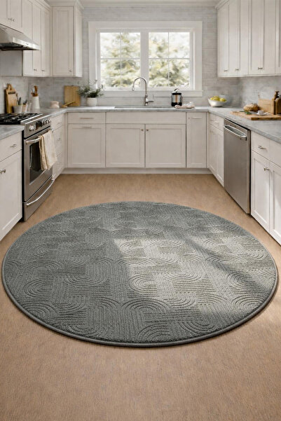 Raschel Carpet Premium Yuvarlak Yıkanabilir Leke Tutmaz Emboss Bohem Mutfak H...